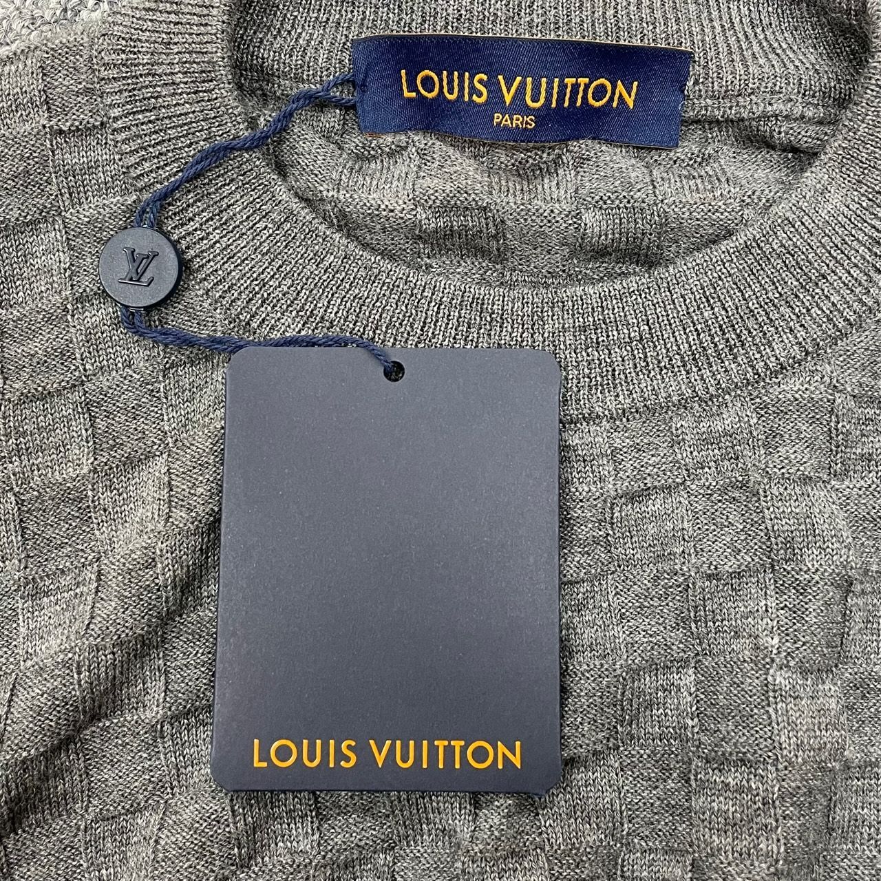 国内正規 美品 LOUIS VUITTON ダミエ柄 クルーネック ニット