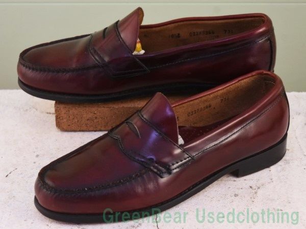 W891 USA製 G.H.BASSu0026Co ビンテージ コインローファー ワイズ細め 良い味 エンジ メンズ 10.5E 28.5cm