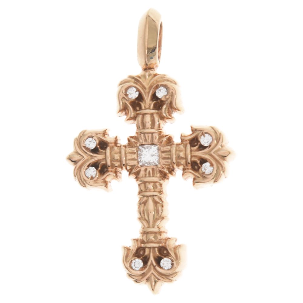 CHROME HEARTS (クロムハーツ) 22K CHARM FILIGREE TINY P DMND タイニーフィリグリー PAVEダイヤ ゴールドネックレストップ ギャランティー付き ゴールド
