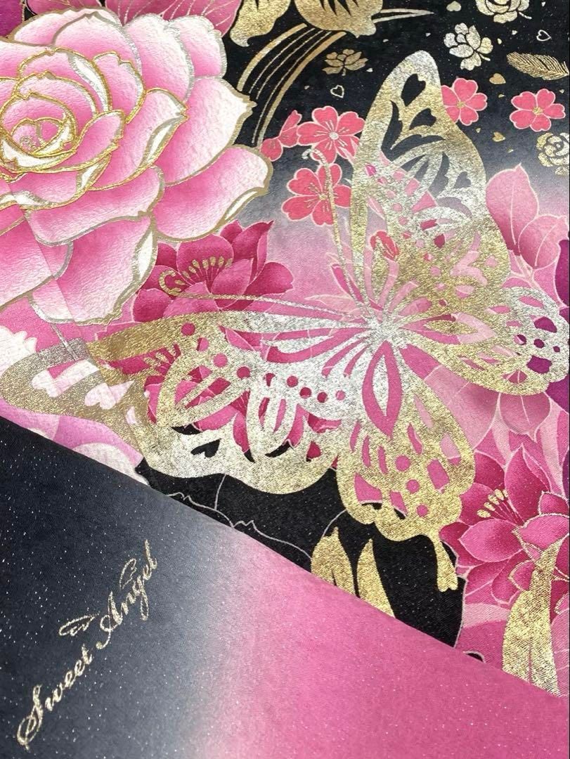 ブランド振袖 豪華 銀通し 金駒 牡丹 薔薇 身丈163cm パールトーン加工