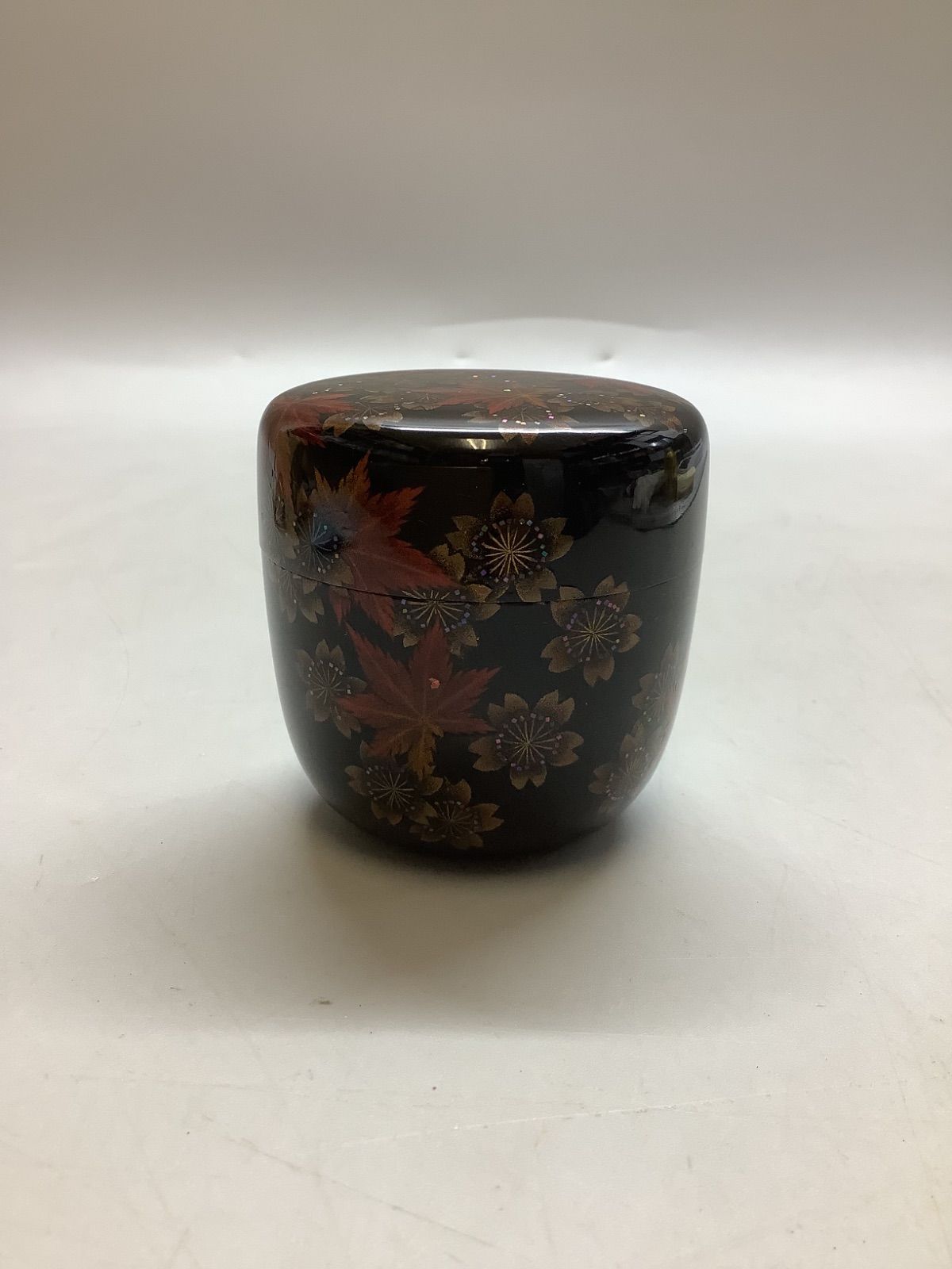 茶道具 棗 東雲 溜塗 中棗 梅に鶯蒔絵 ( 内梨子地 ) w4 梨子地平