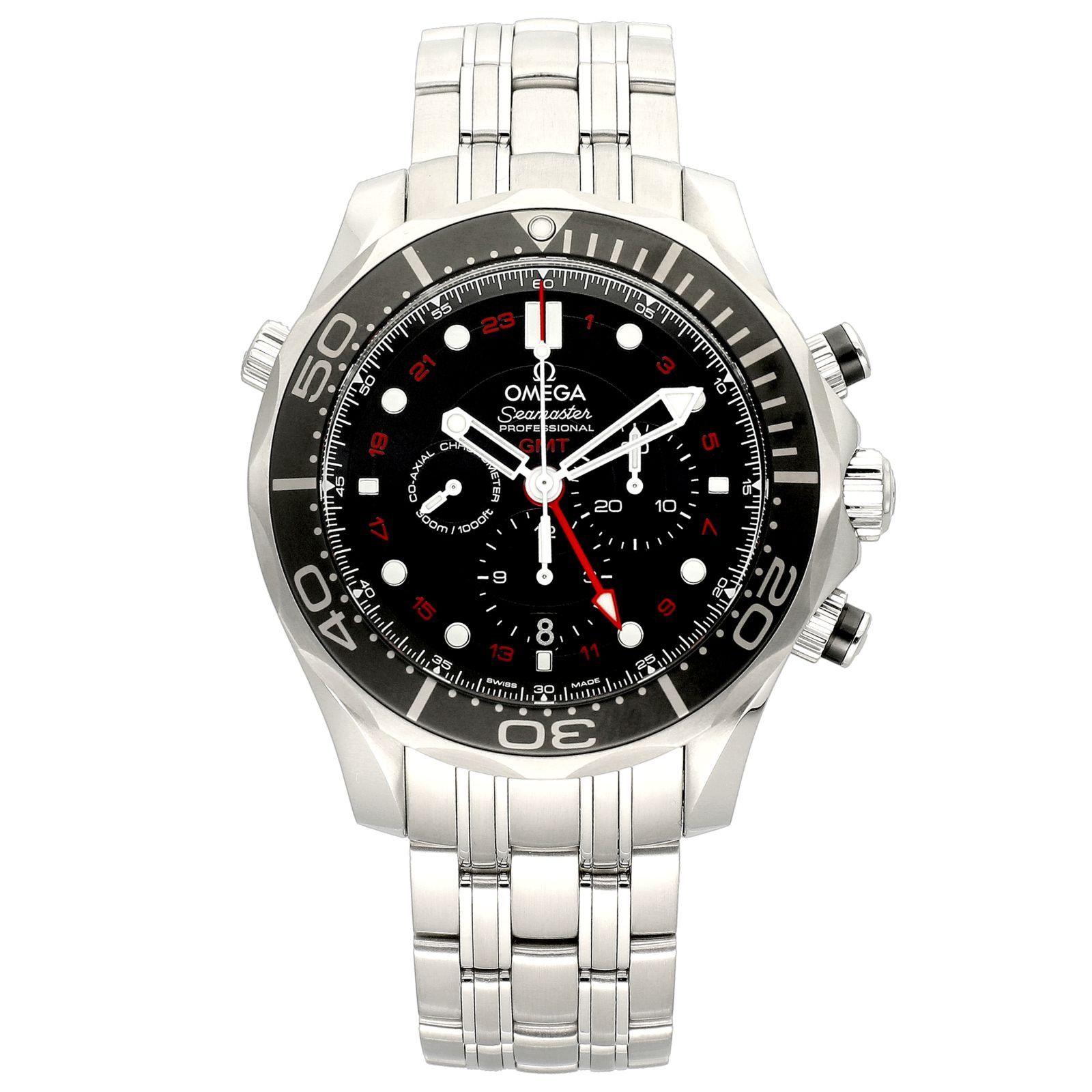 【新品】 オメガ 時計 シーマスター ダイバー 300M GMT クロノグラフ 212.30.44.52.01.001 ステンレススチール SS 防水 ブラック 文字盤 デイト OMEGA メンズ 腕時計