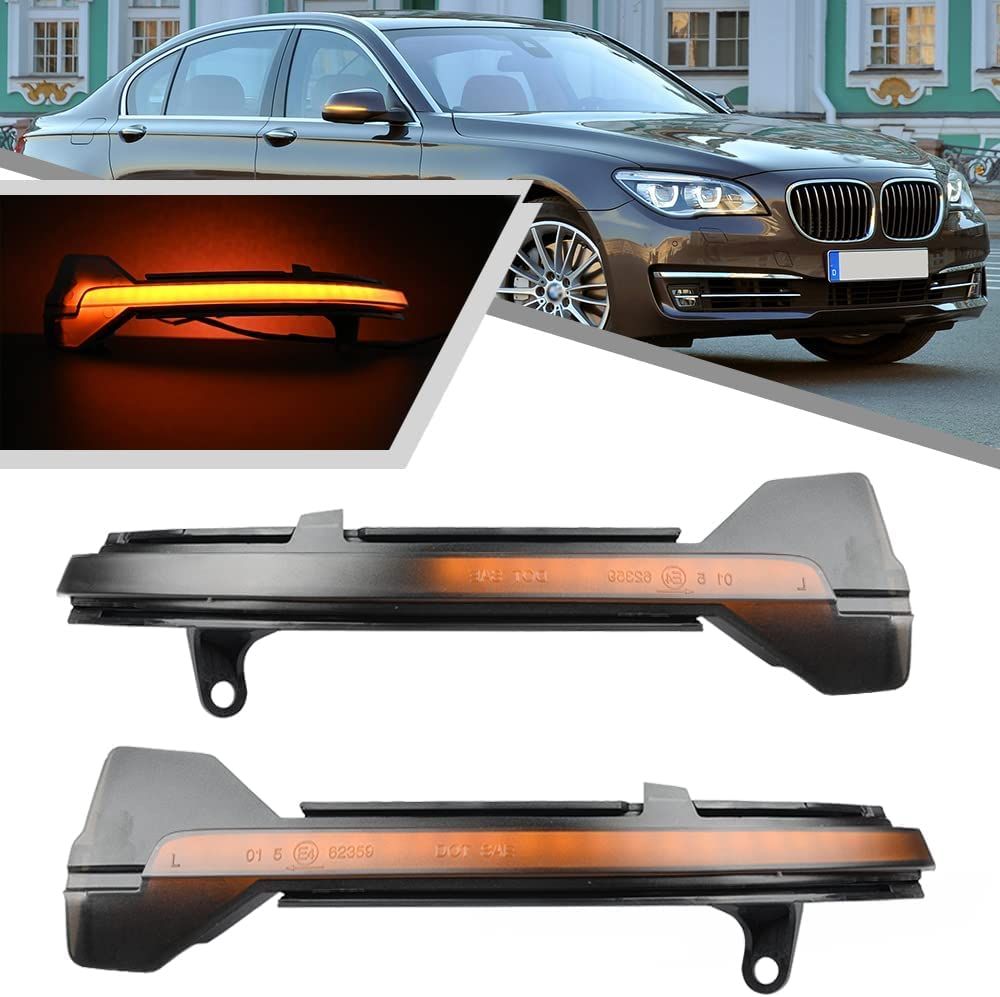 hotimp 互換品|交換 LED 流れる ドアミラー ウインカー BMW スモーク仕様 シーケンシャル ダイナミック 純正交換タイプ 5シリーズ F10 F11 F07 6シリーズ F12 F13 F06 ７シリーズ F01 F02 左右セット