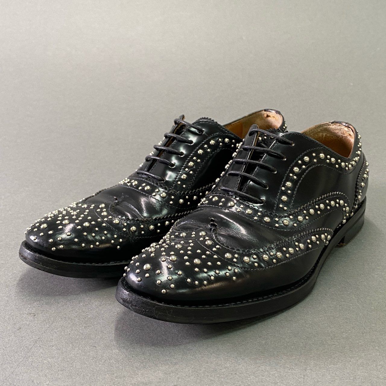 6f23 定価￥105.600 Church s チャーチ BURWOOD MET バーウッド スタッズ ドレスシューズ 38 ブラック レザー 革靴 イタリア製