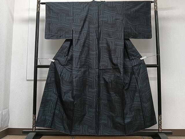 平和屋着物○本場縞大島紬 変わり間道 井田織物謹製 証紙付き 正絹