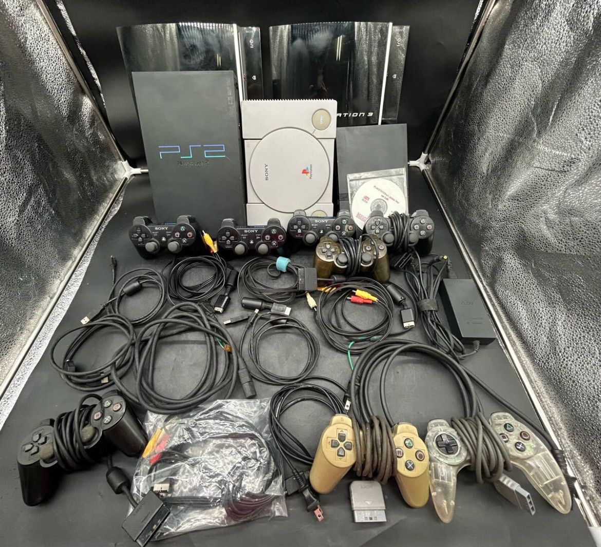 1629 SONY ソニー Play Stationまとめ 初代プレステ 1台 PS2 2台 PS3 2台 コントローラー 備品付 電源 済