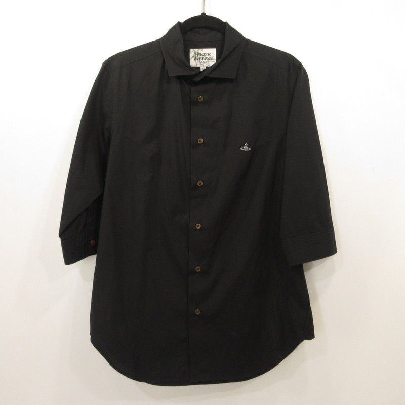 姫路東店 Vivienne Westwood MAN ヴィヴィアンウエストウッドマン ７分袖シャツ 159004 7302 ブラック サイズ 48 108