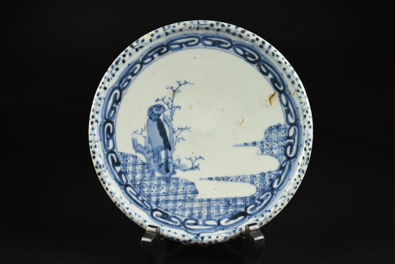 【杜】　伊万里　錦　割絵花に籠図　八寸皿　5枚　AS4341