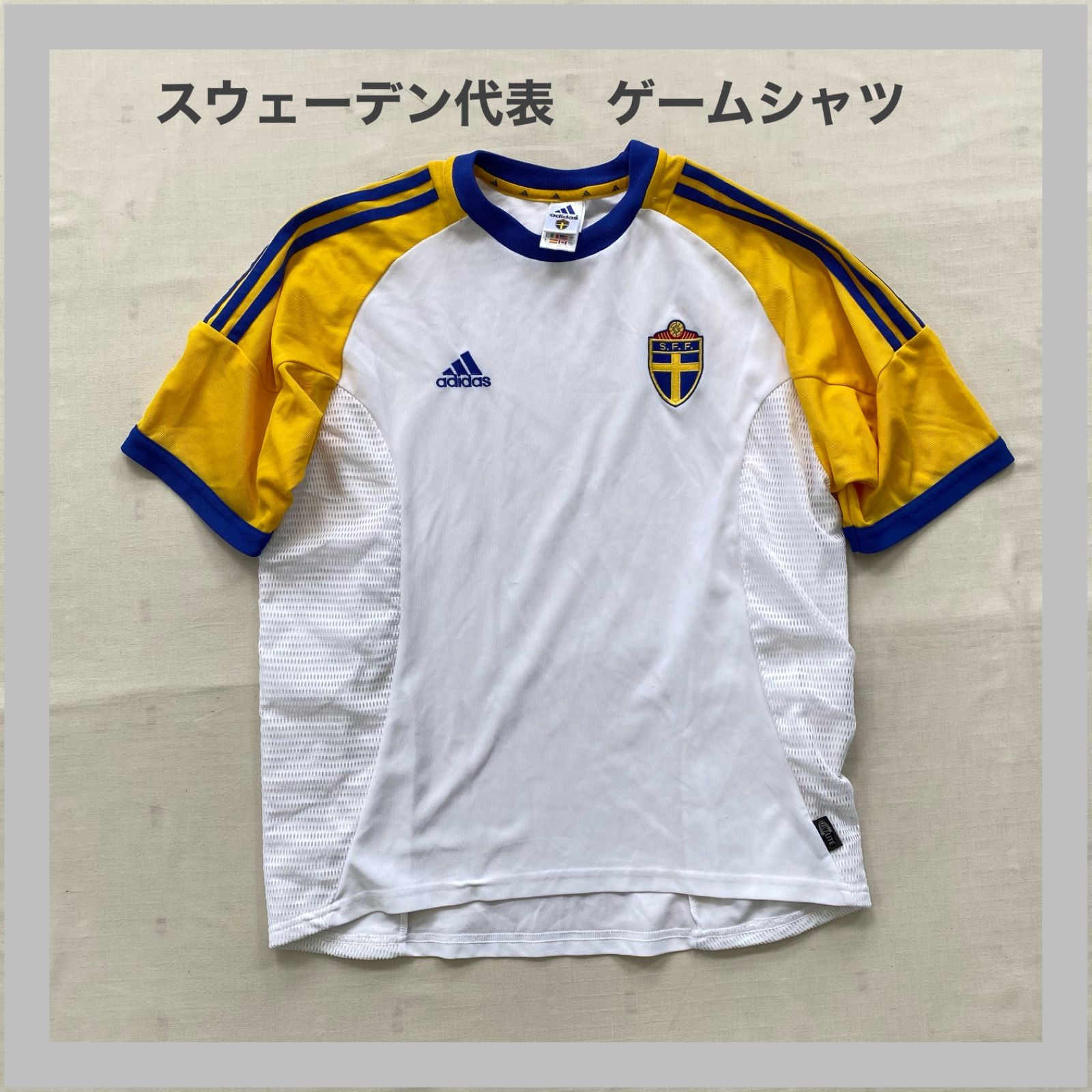 【00s】 アディダス　スウェーデン代表　XL相当　サッカーシャツ　半袖 00s】 アディダス スウェーデン代表 XL相当 サッカーシャツ 半袖