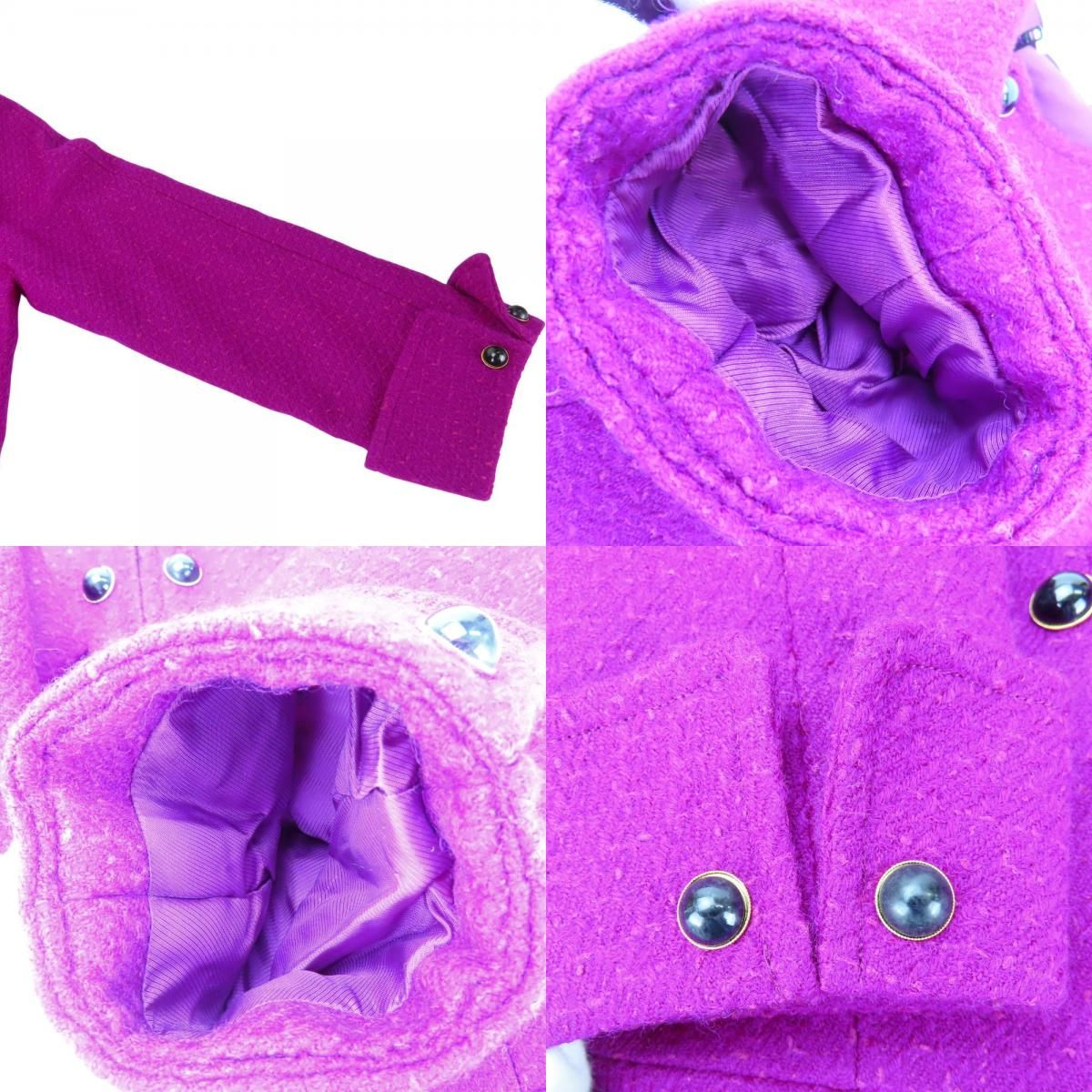 NINA RICCI - 【中古】 ニナリッチ ノーカラージャケット 9 A3 ウール キュプラ パープル ゴールド金具 ツイード アパレル レディース 女性 NINA RICCI 中古】 ニナリッチ ノーカラージャケット 9 A3 ウール キュプラ
