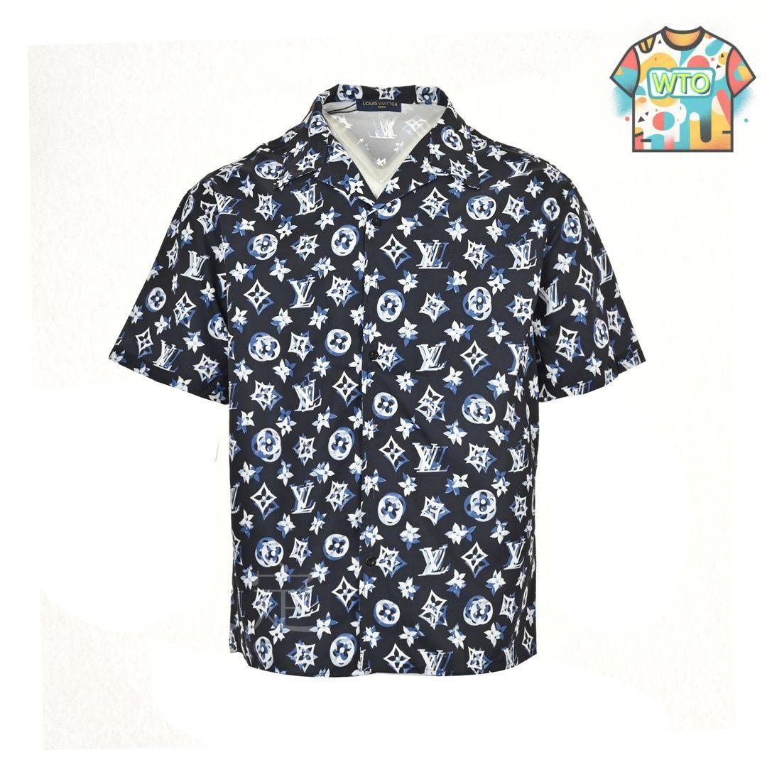 【インパクト抜群☆】Louis Vuitton モノグラム 半袖シャツ 今日特価】Louis Vuitton 25ss 満地モノグラムジーンズ半袖