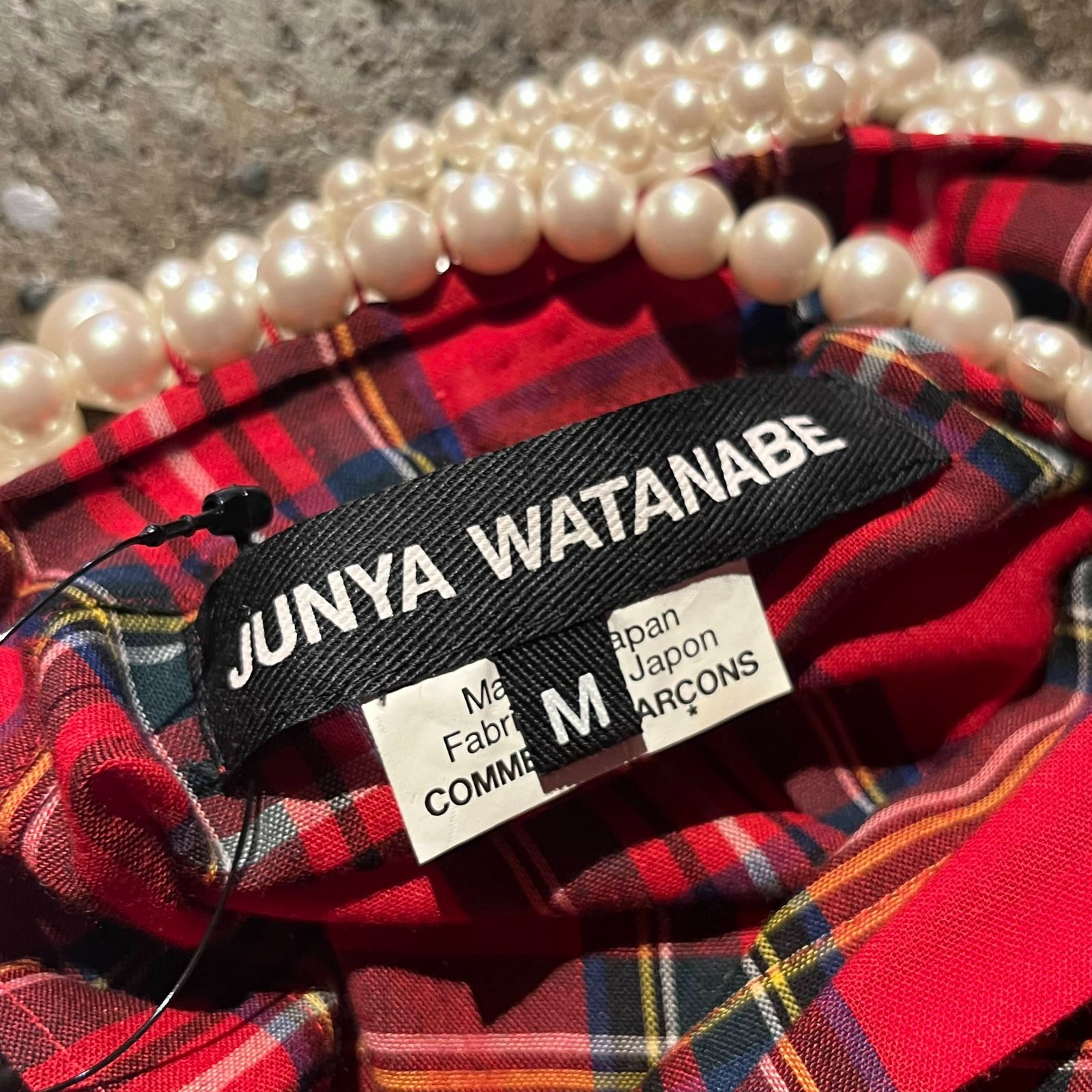 JUNYA WATANABE 23ss パール装飾変形ワンピース チェック