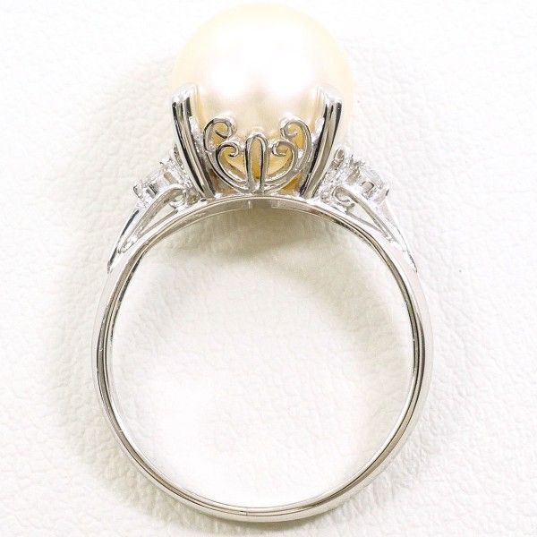 PT900 リング ring 指輪 7号 パール 真珠 約9mm ダイヤ 0.02 総重量約3.9g