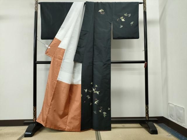 平和屋着物○中国三大刺繍 スワトウ刺繍 訪問着 総刺繍 いちょう 正絹