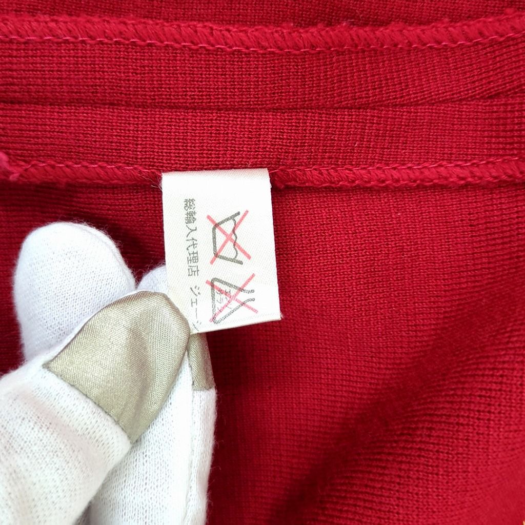 セリーヌCELINE チェーン 刺繍 ニット ジャケット 赤40 イタリア製  