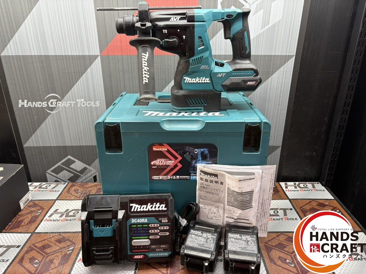 〇マキタ Makita HR001GRDX ハンマドリル バッテリ×2 充電器付き ケース割れ有 ハンズクラフト佐賀
