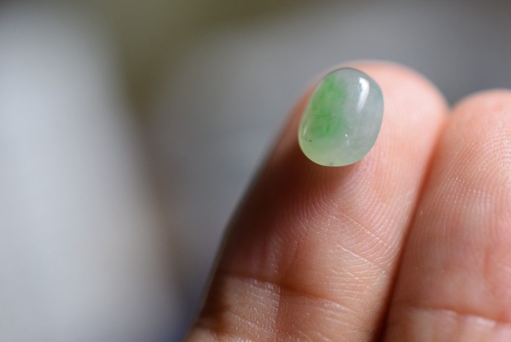 RS11-43 氷糯種 グレー・花緑 ミャンマー産 天然 A貨 本翡翠 ルース