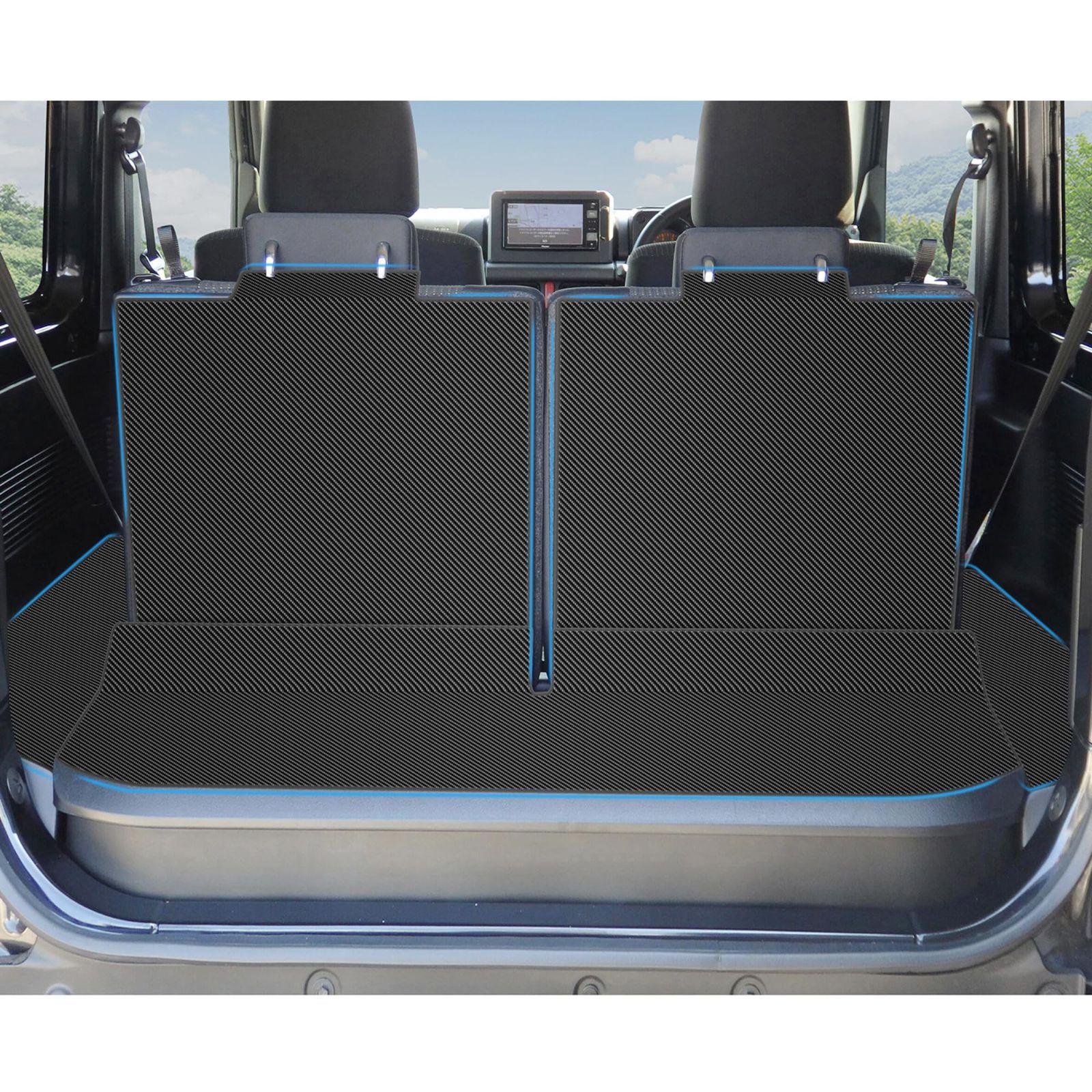 YORKNEIC ラゲッジマット スズキ ジムニー ジムニーシエラ JB64W JB74W 2018年から現行 背もたれカバー 車種 トランクマット シートバックカバー バックマット 合成革材質 耐汚れ 防水 ブラック タイプC