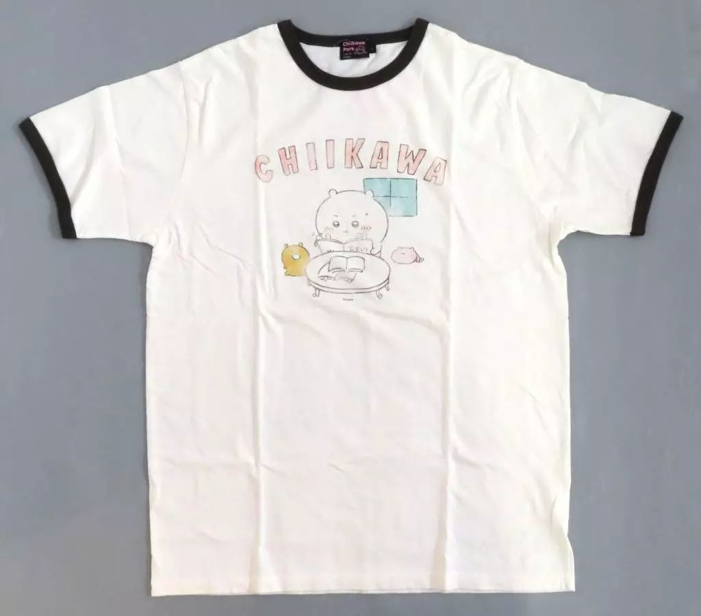 【正規品，定番】 【中古】Tシャツ ちいかわ リンガーTシャツ アイボリー Lサイズ 「ちいかわ なんか小さくてかわいいやつ ちいかわパーク」 Tシャツ・アパレル