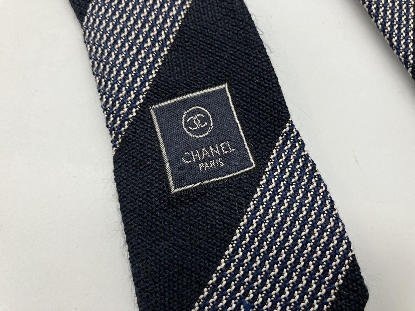 シャネル CHANEL ネクタイ ネイビー グレー 幅10cm