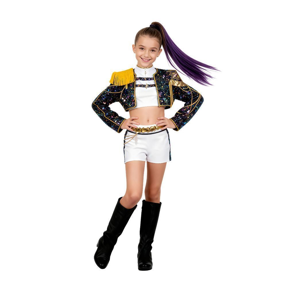 KPOPガールズ！デーモン・ハンターズ ルミ風コスプレM 黒ブラック子供3