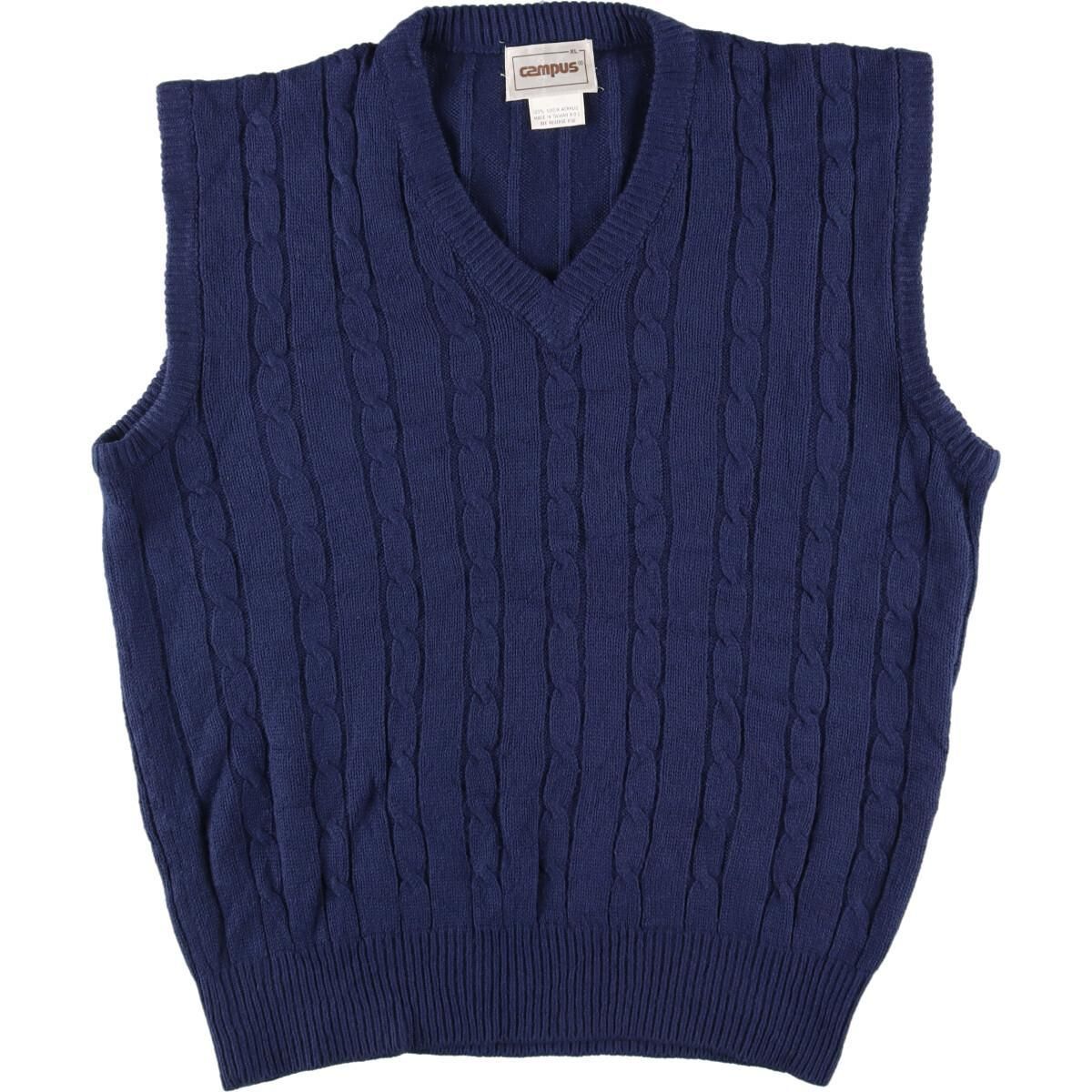 古着 campus ケーブル編み Vネック アクリルニットベスト メンズL /eaa288702 【中古】/eaa288702