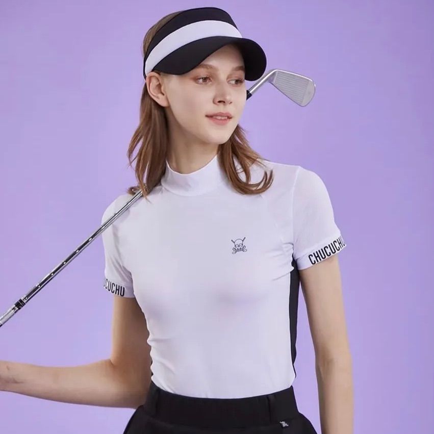 韓国 ゴルフウェア chucuchu 半袖モックシャツ ホワイト - GOLF wear