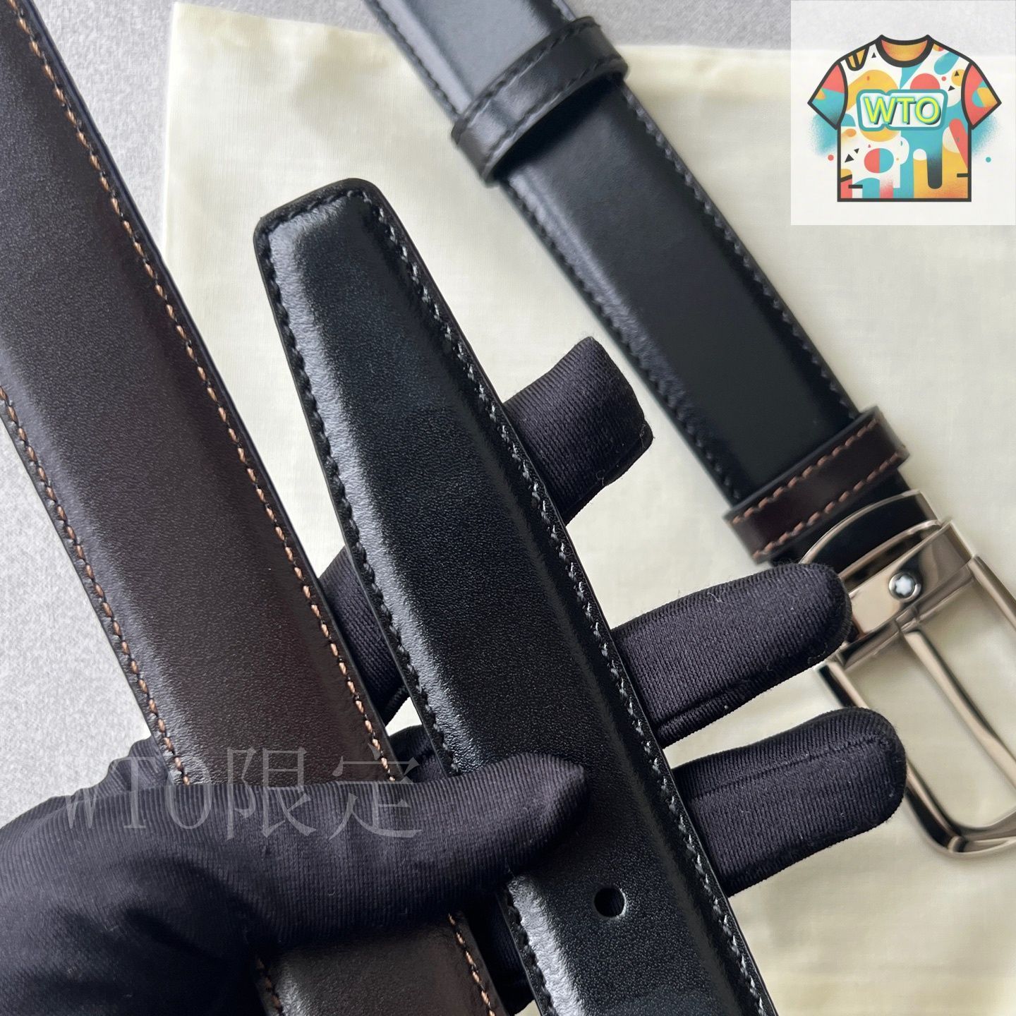 Montblanc レザーベルト ブラック 新品・未使用 モンブラン メンズ ベルト MB126028 ブラック レザーベルト 35mm
