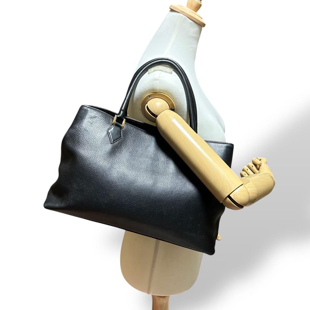 良品 1078 ユリエニタニ トートバッグ レザー シボ革 ブラック 良品 1078 ユリエニタニ トートバッグ レザー シボ革 ブラック