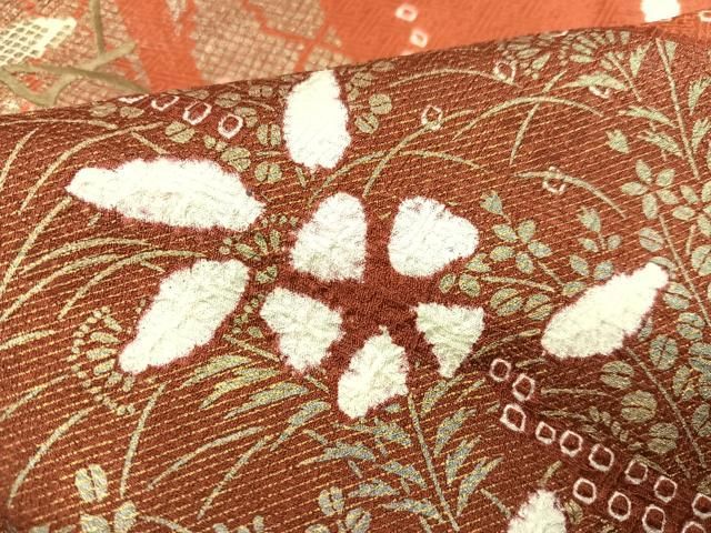平和屋着物□訪問着 絞り 刺繍 花蝶文 金彩 正絹 逸品 AAAQ7092ph 