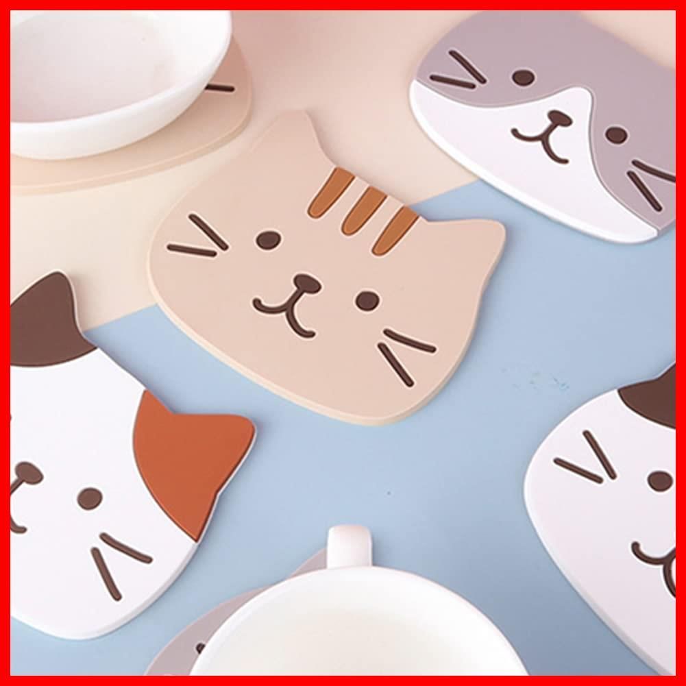 在庫 ＰＶＣ製 軽量 滑らない 北欧 猫 コースター オフィス用 かわいい 新築祝い シリコン 茶托 新年 入り プレゼント Tsumuku