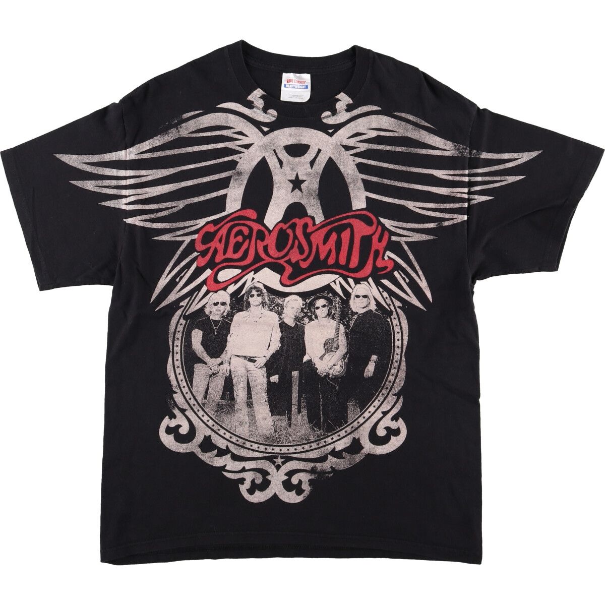 古着 ヘインズ Hanes AEROSMITH エアロスミス 大判プリント バンドTシャツ バンT メンズL相当/eaa493884
