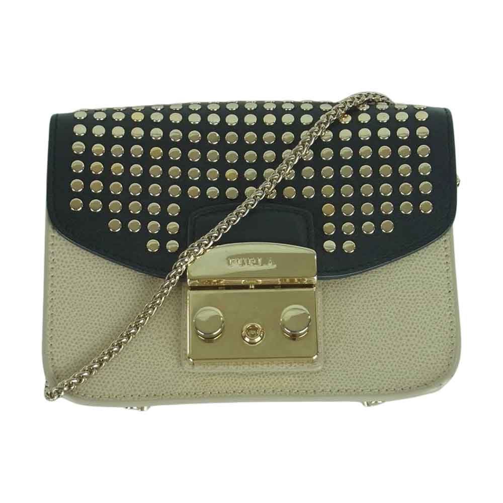 Furla フルラ スタッズ メトロポリス レザー ショルダー バッグ  