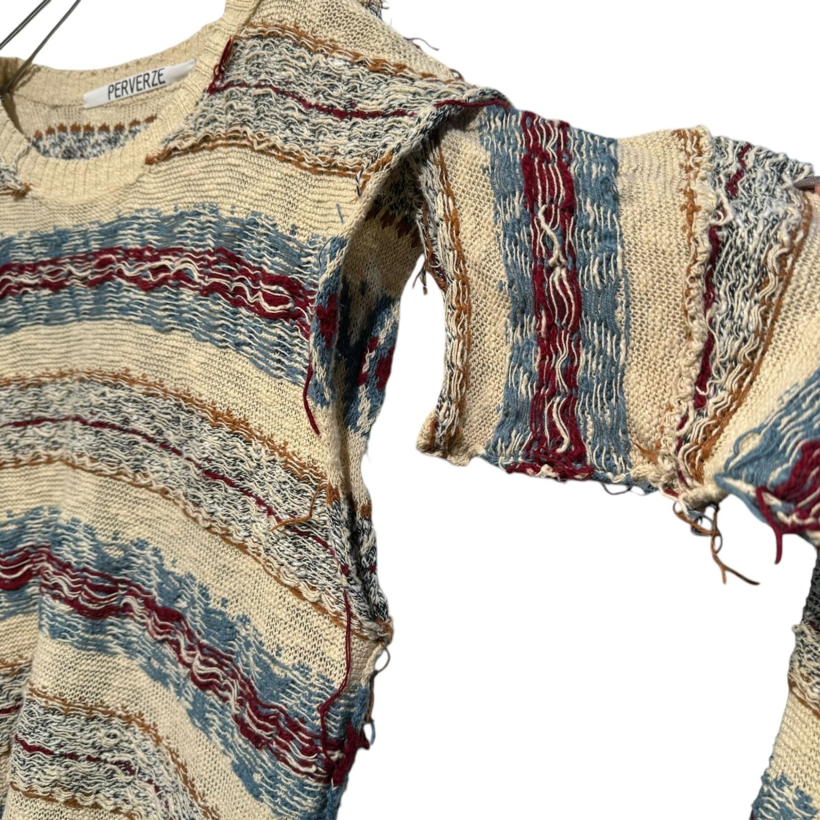 PERVERZE Drawing Border Knit PERVERZE multi border knit sweater