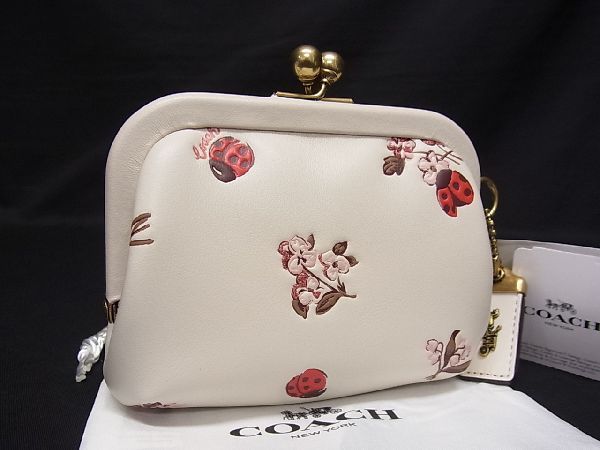 □新品□未使用□ COACH コーチ 6417 レザー 花柄 フラワー がま口