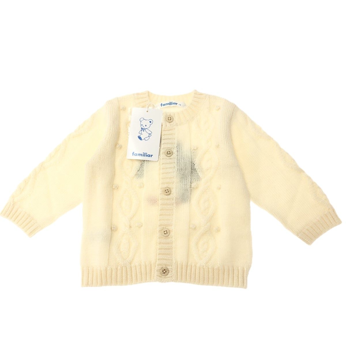 未使用品 FAMILIAR ファミリア 長袖カーディガン アイボリーホワイト 