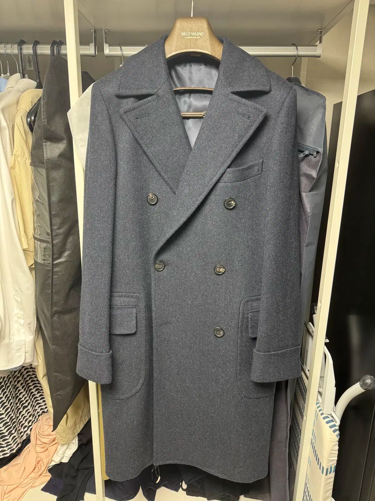 M ブルックス ブラザーズ ヘリンボーン ポロ コート ネイビー