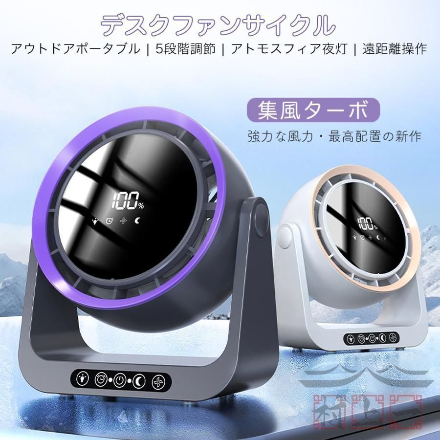 エム出品 新品未使用 強力ポータブル扇風機無段階調節ブラシレス 扇風機 羽なし 充電式 5段風量階調節 USB 強力送風 4000mAh 静音