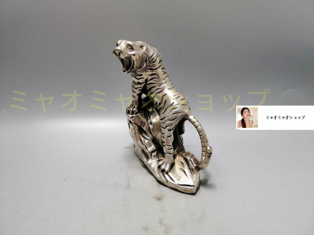 銅製 干支虎 虎嘯山河 茶台 机 事務室 招財 風水 装飾品 工芸品