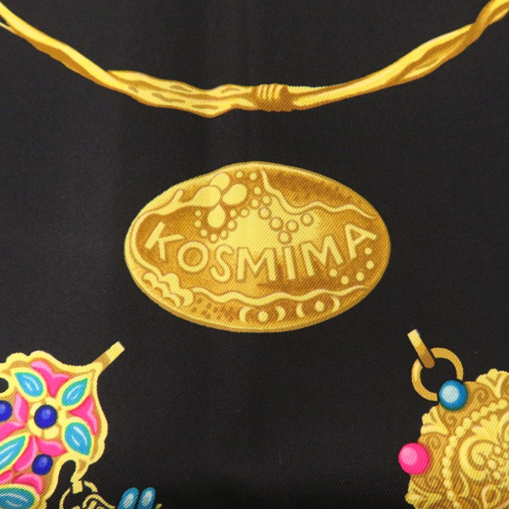 新品同様 カレ90 KOSMIMA 宇宙 スカーフ シルク/シルク ブラック 0196
