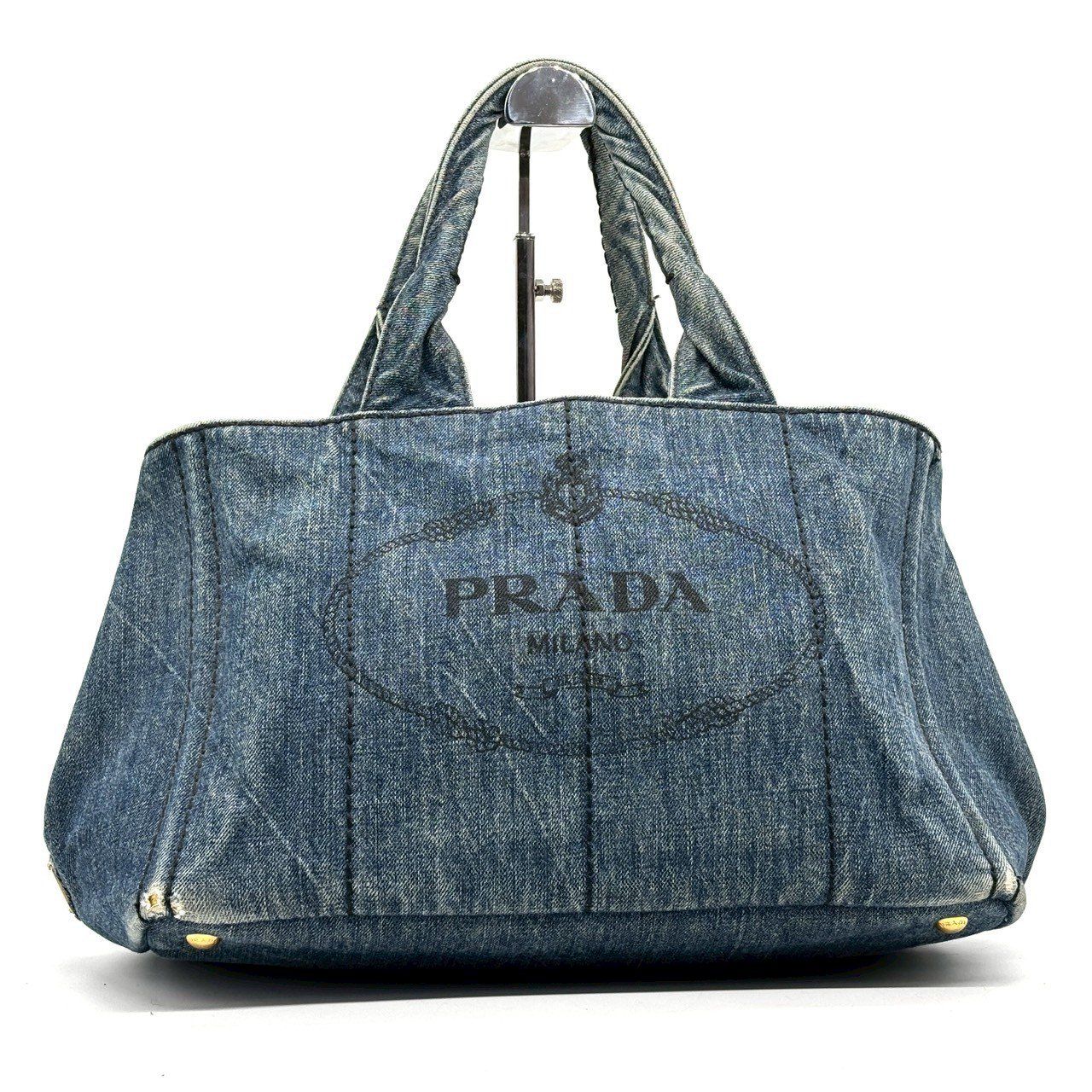 楽して洒落見え】 PRADA プラダ カナパ トートバッグ デニム 大容量 A4