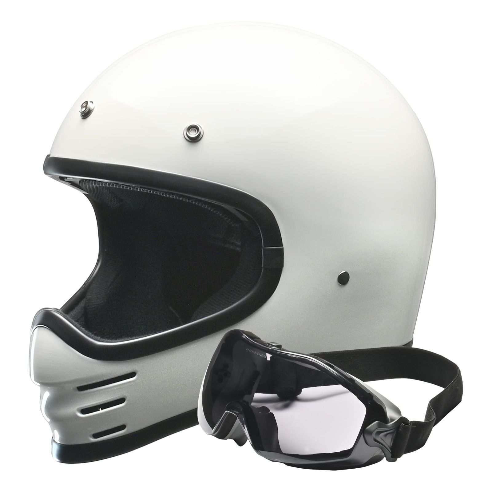 在庫 リード工業LEAD バイク用 フルフェイス スクランブラーヘルメット RUDE ルード ホワイト フリーサイズ 57-60cm未満