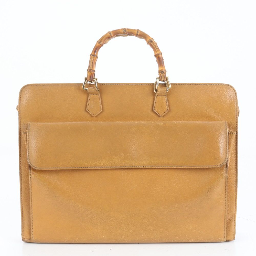 ヴィンテージ グッチ バンブー レザー ビジネス バッグ 書類鞄 ブリーフケース トート 通勤 A4 メンズ EUE CT6-3