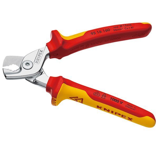 KNIPEX クニペックス 1000V絶縁ケーブルカッター ステップカット 全長160mm パック入 9516-160SB