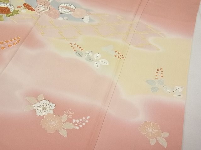 平和屋1□極上 創業460年・千總 訪問着 友禅 霞草花文 暈し染め