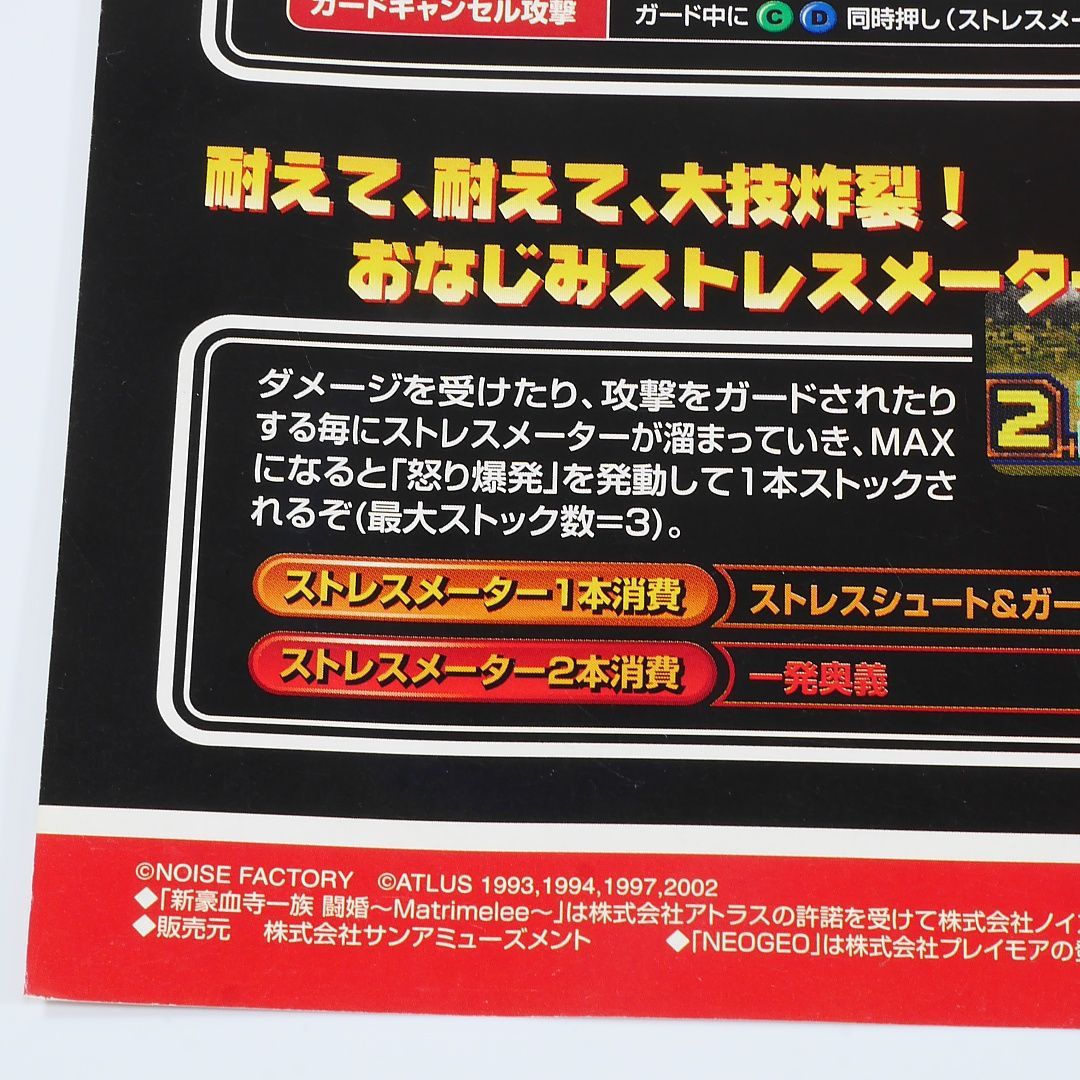 純正インスト+取扱説明書 新豪血寺一族 MVS NEOGEO 出品663