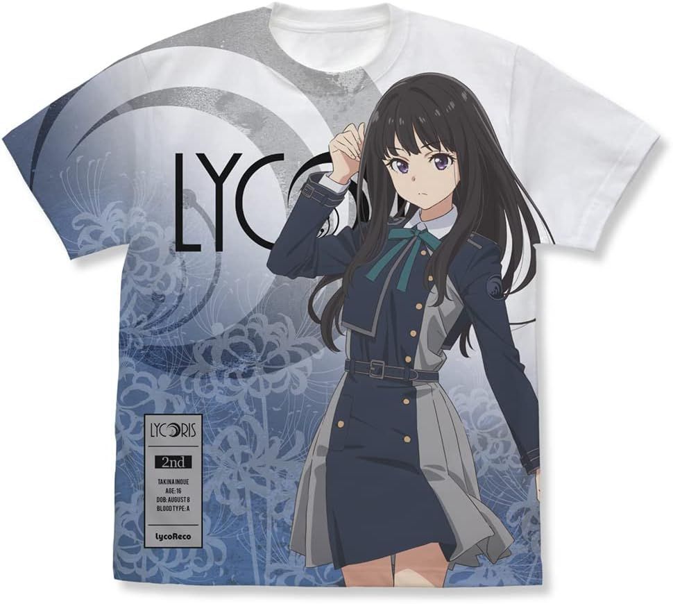 新生活応援 二次元コスパ リコリス リコイル 井ノ上たきな フルグラフィックTシャツ WHITE XLサイズ