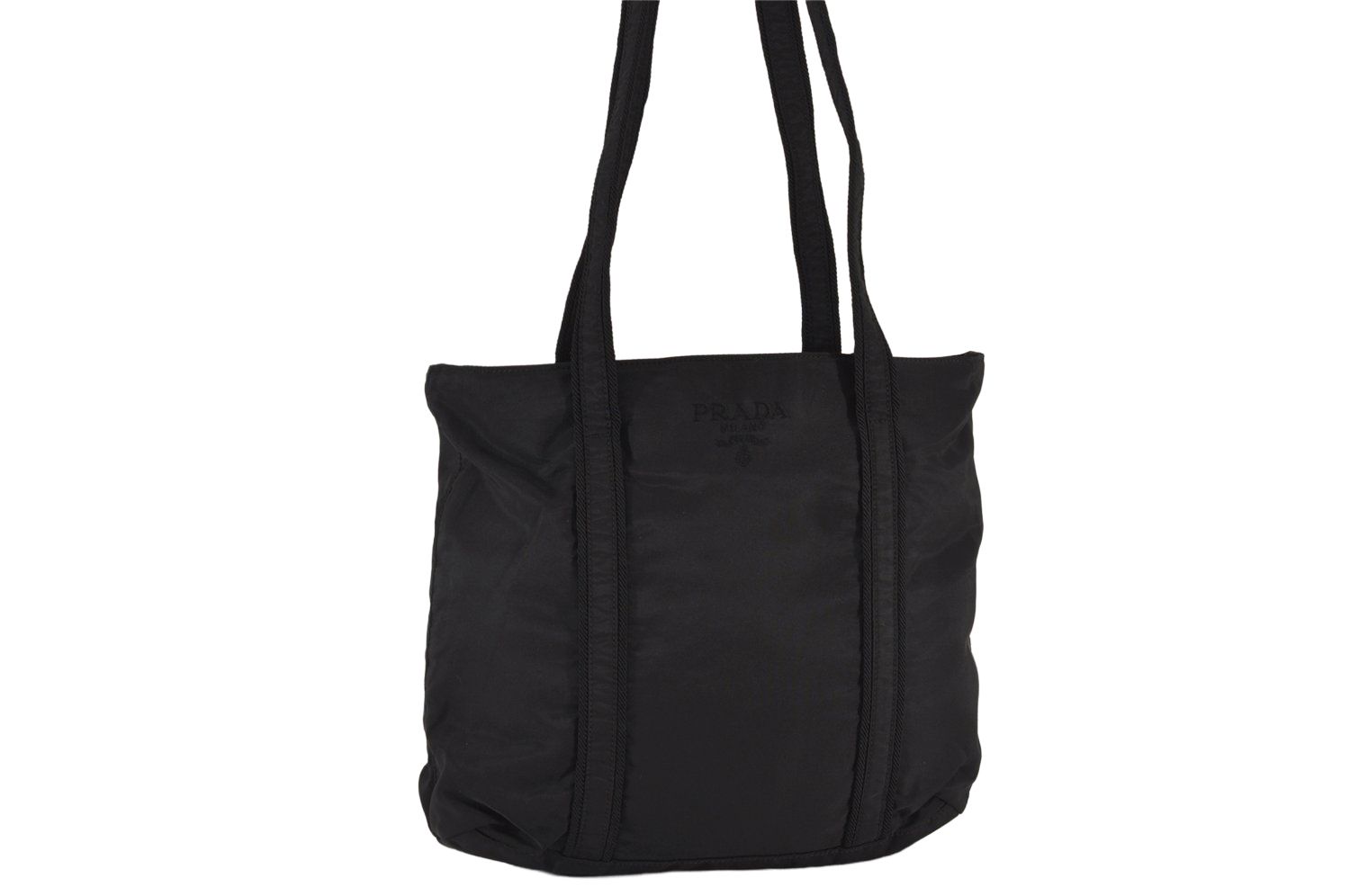 PRADA プラダ ブラック ヴィンテージ ナイロン トートバッグ　黒 傷あり PRADA プラダ トライアングルロゴ ナイロン トートバッグ