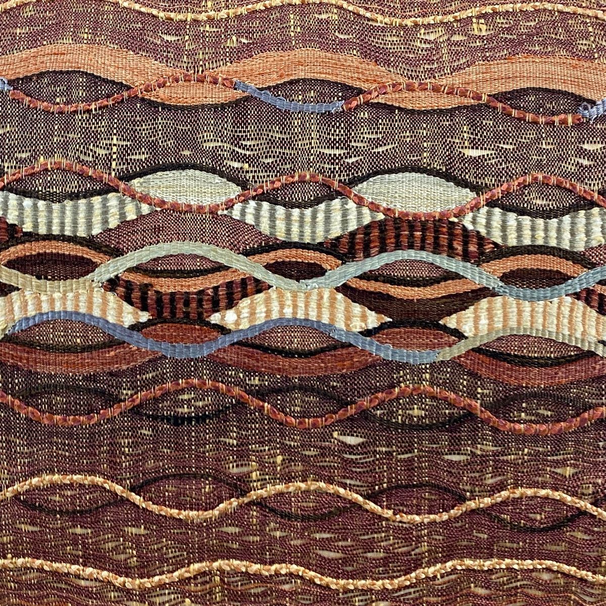 袋帯 秀品 よろけ縞 赤茶 お太鼓柄 正絹