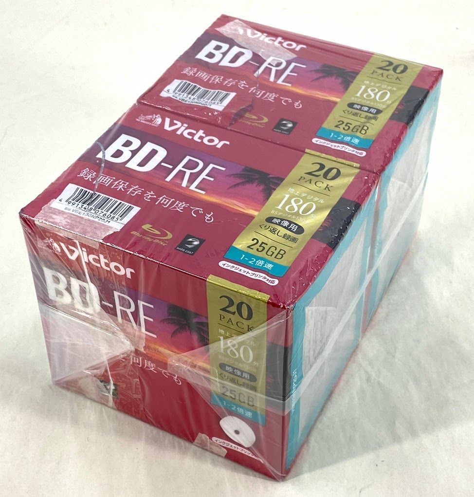 【美品】パッケージ破れ品 【2個】ビクター くり返し録画用 ブルーレイディスク BD-RE 25GB 20枚 VBE130NP20J1 A0124 0603ML003 0120240527100699